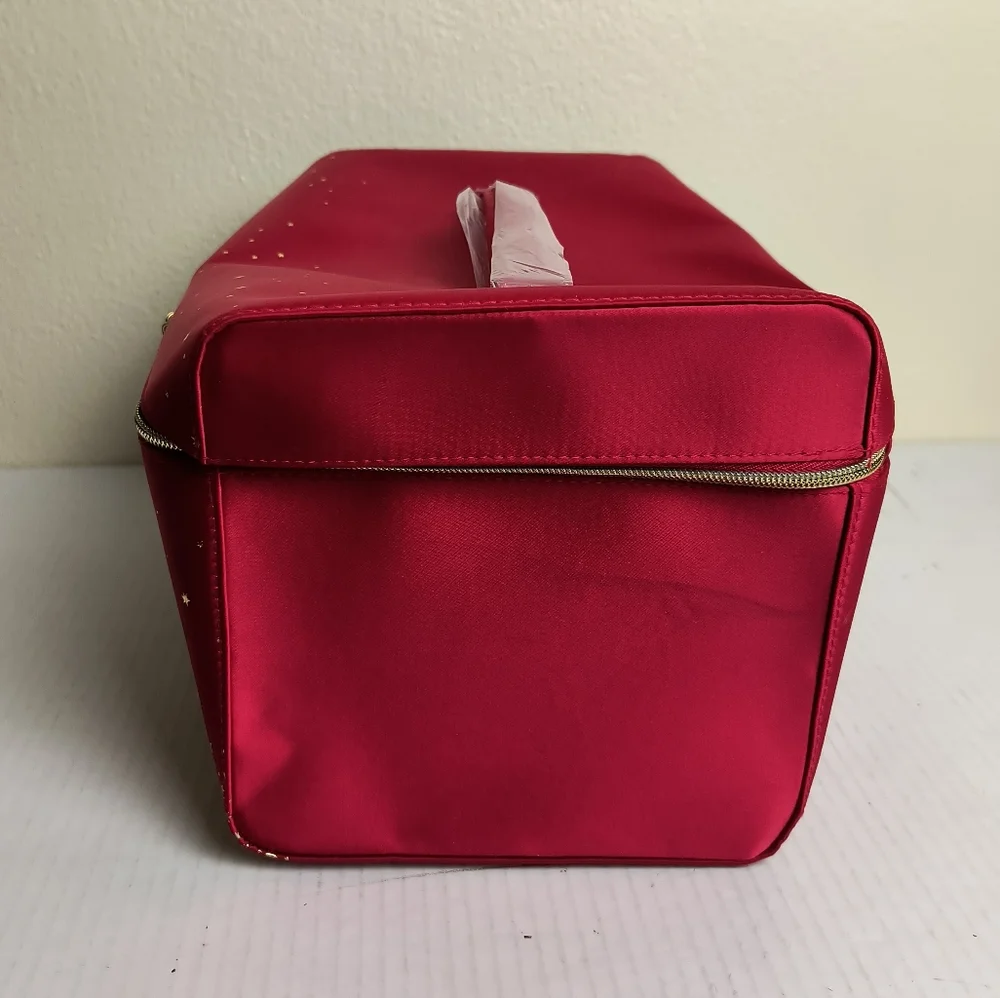 Estee Lauder Holiday Train Case Red Starry Cosmetic Bag Nylon 11
